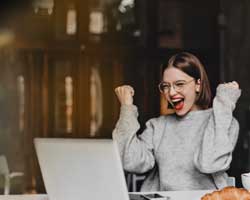 a cheering woman